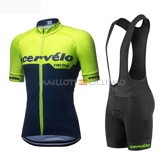 2019 Maillot Mujer Cervelo Tirantes Mangas Cortas Verde Negro